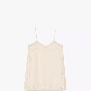 Zara Cream Lace-Trim Spaghetti Strap Chemise